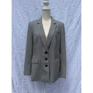 Karl Lagerfeld Paris Blazer Womens Black White Houndstooth 3-Button‎ Jacket 14